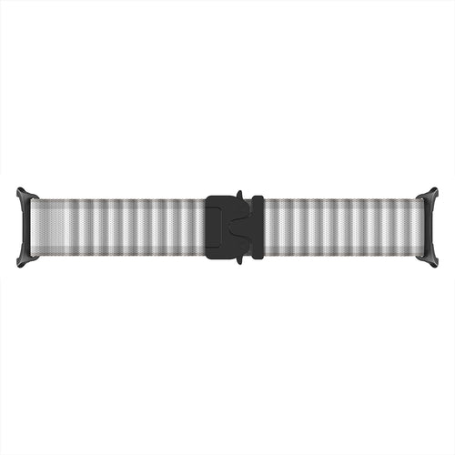 Bracelet nylon Outdoor avec boucle en P Samsung Galaxy Watch 8 Classic (blanc avec noir)