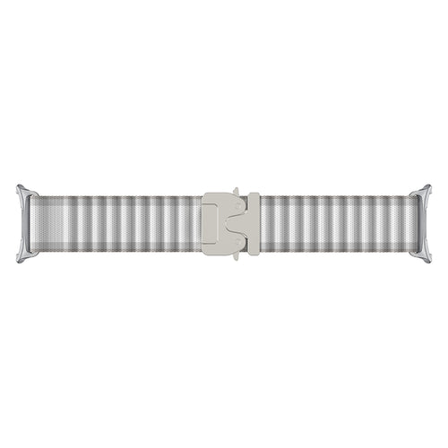 Bracelet nylon Outdoor avec boucle en P Samsung Galaxy Watch 8 - 40mm (blanc avec argent)