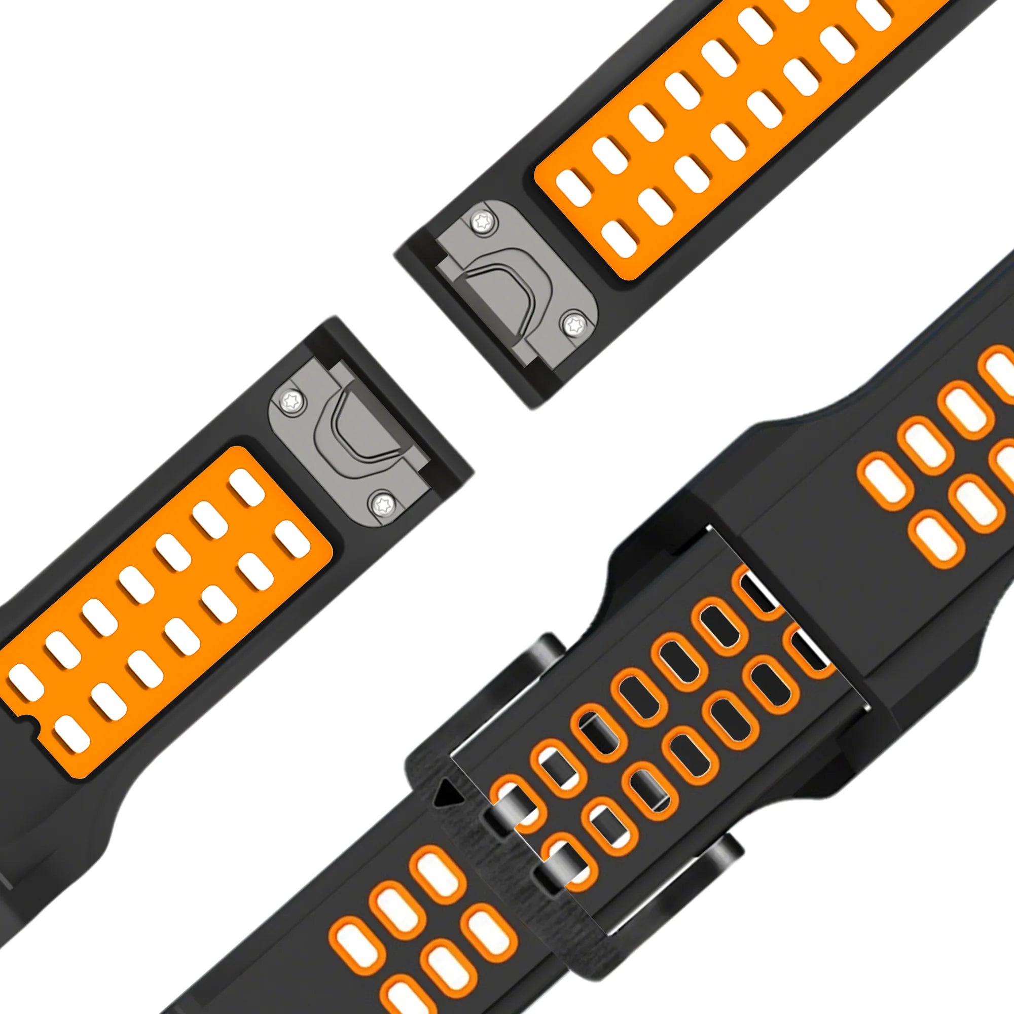 Bandz Bracelet sport avec boucle Garmin Quatix 5 / 6 / 7 (noir/orange)
