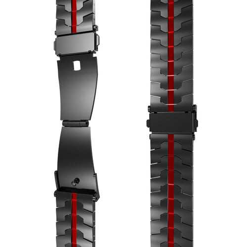 Steel Iron Strap, laid flat, separate parts, top and underside view