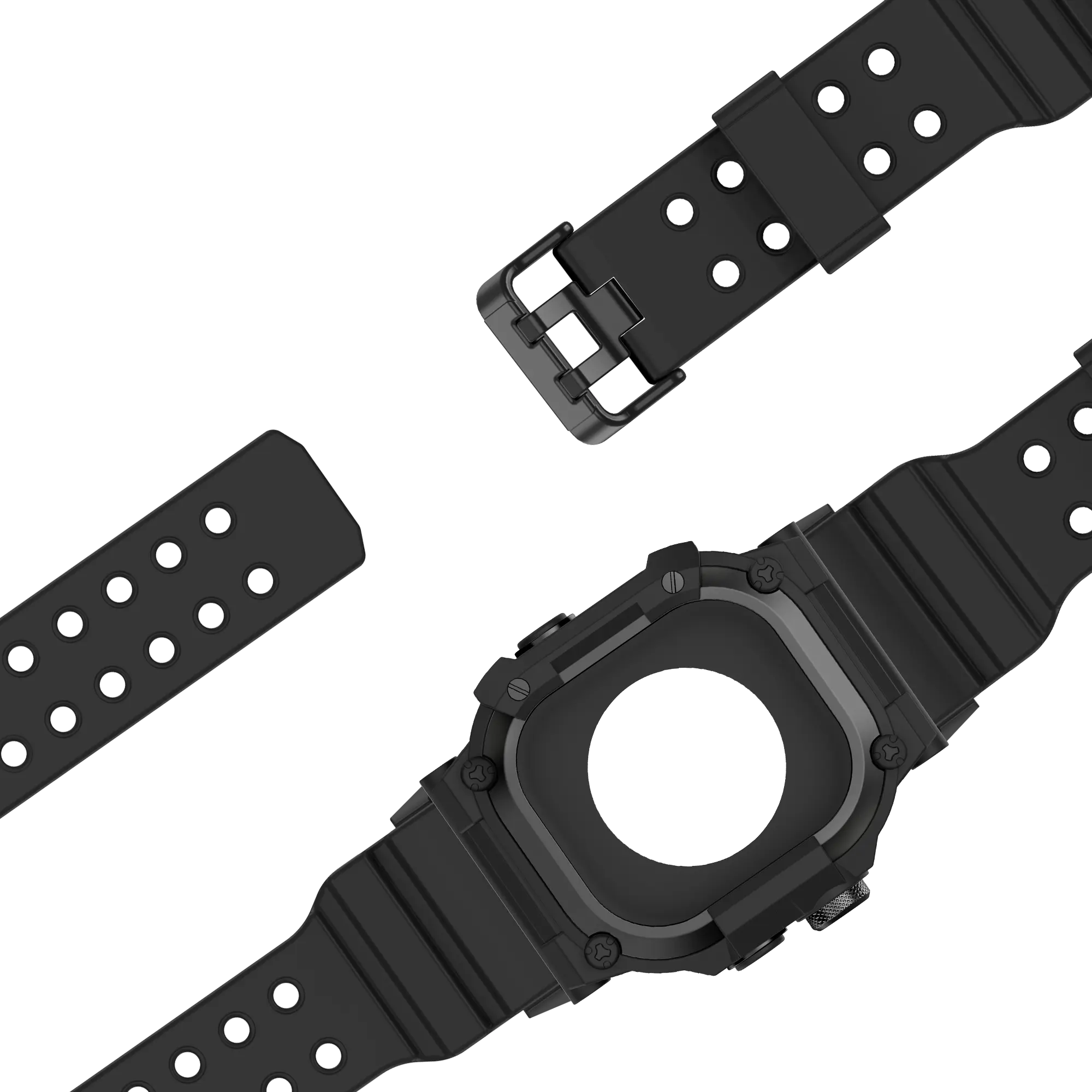 Bandz Bracelet TPU avec coque Apple Watch Ultra (noir avec noir)