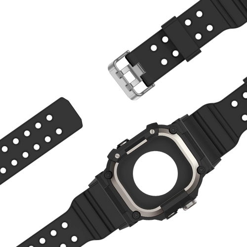 Bandz Apple Watch Ultra TPU Strap with Case (Black with Titanium)