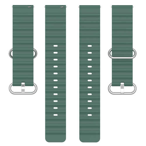 Silicone Ocean Strap, laid flat, separate parts, top and underside view