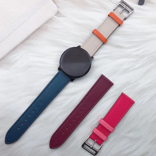 Leather Strap 'Duo', laid flat, separate parts, top and underside view