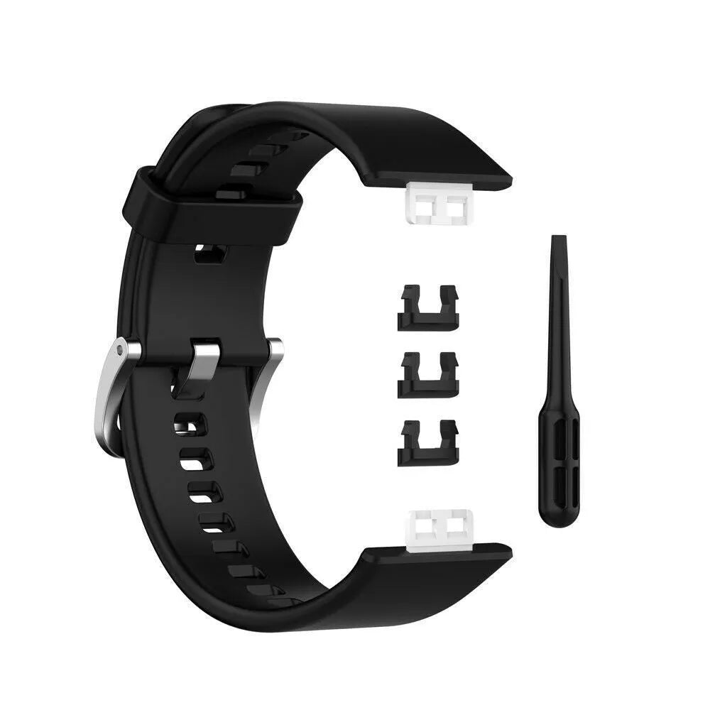 Silicone Strap, laid flat, separate parts, top and underside view
