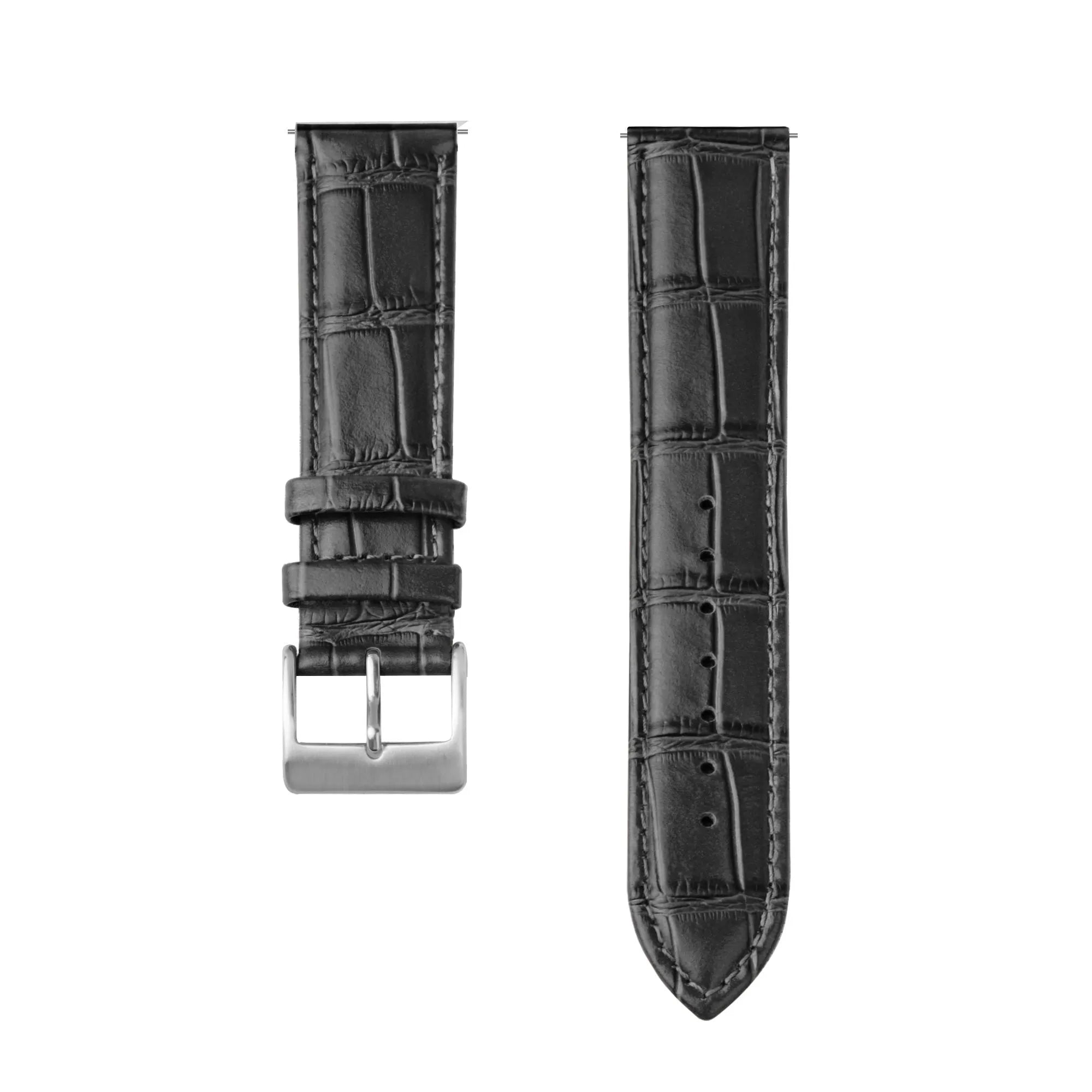 Bracelet cuir à effet crocodile Oppo Watch S (noir)