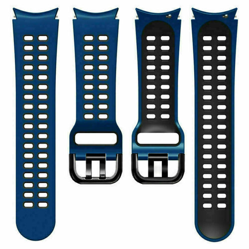 Silicone Squared Sport Strap, laid flat, separate parts, top and underside view