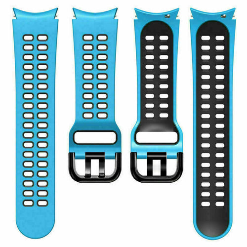 Silicone Squared Sport Strap, laid flat, separate parts, top and underside view