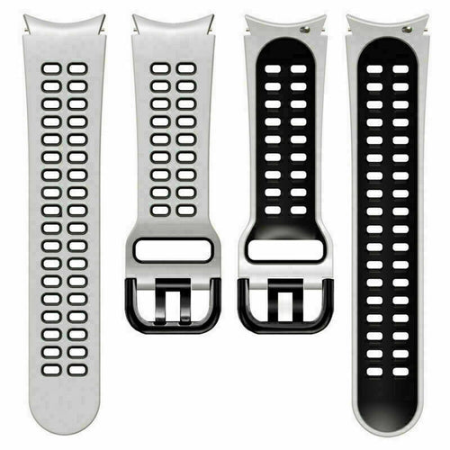 Silicone Squared Sport Strap, laid flat, separate parts, top and underside view