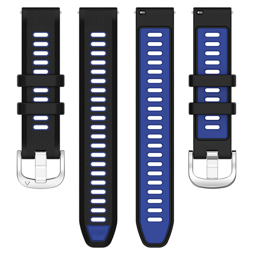 Silicone Buckled Sport Strap, laid flat, separate parts, top and underside view