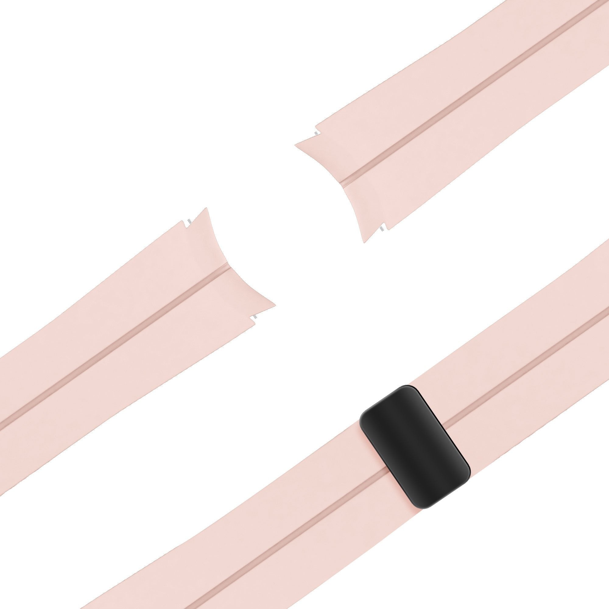 D-Buckle Silicone Strap, pink, laid flat, joined, 45° top view