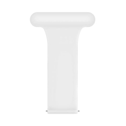 Silicone Nurse Fob, white, laid flat, joined, 45° top view