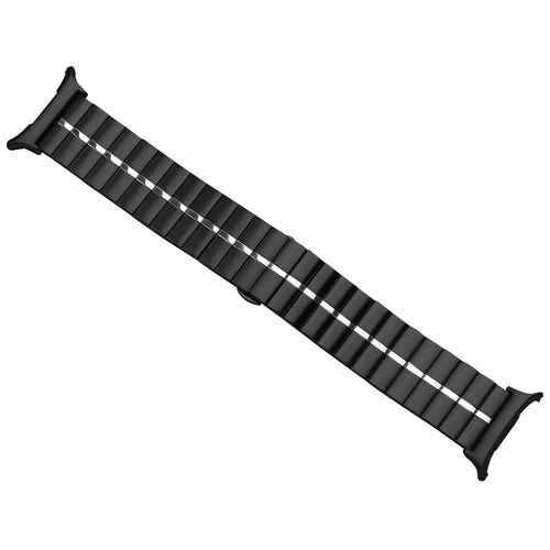 Premium Metal Strap, black/silver, laid flat, joined, 45° top view