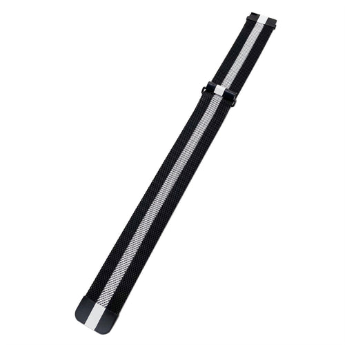 Milanese Strap, black/white, laid flat, joined, 45° top view
