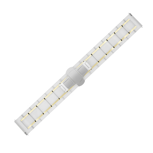 Samsung Galaxy Watch FE Ceramic Link Strap (White/Gold)