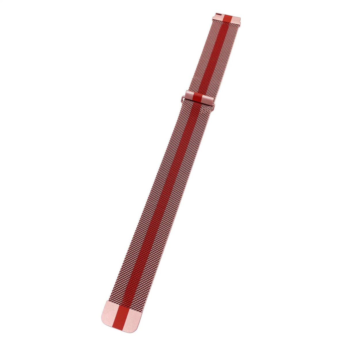 Milanese Strap, red/pink, laid flat, joined, 45° top view