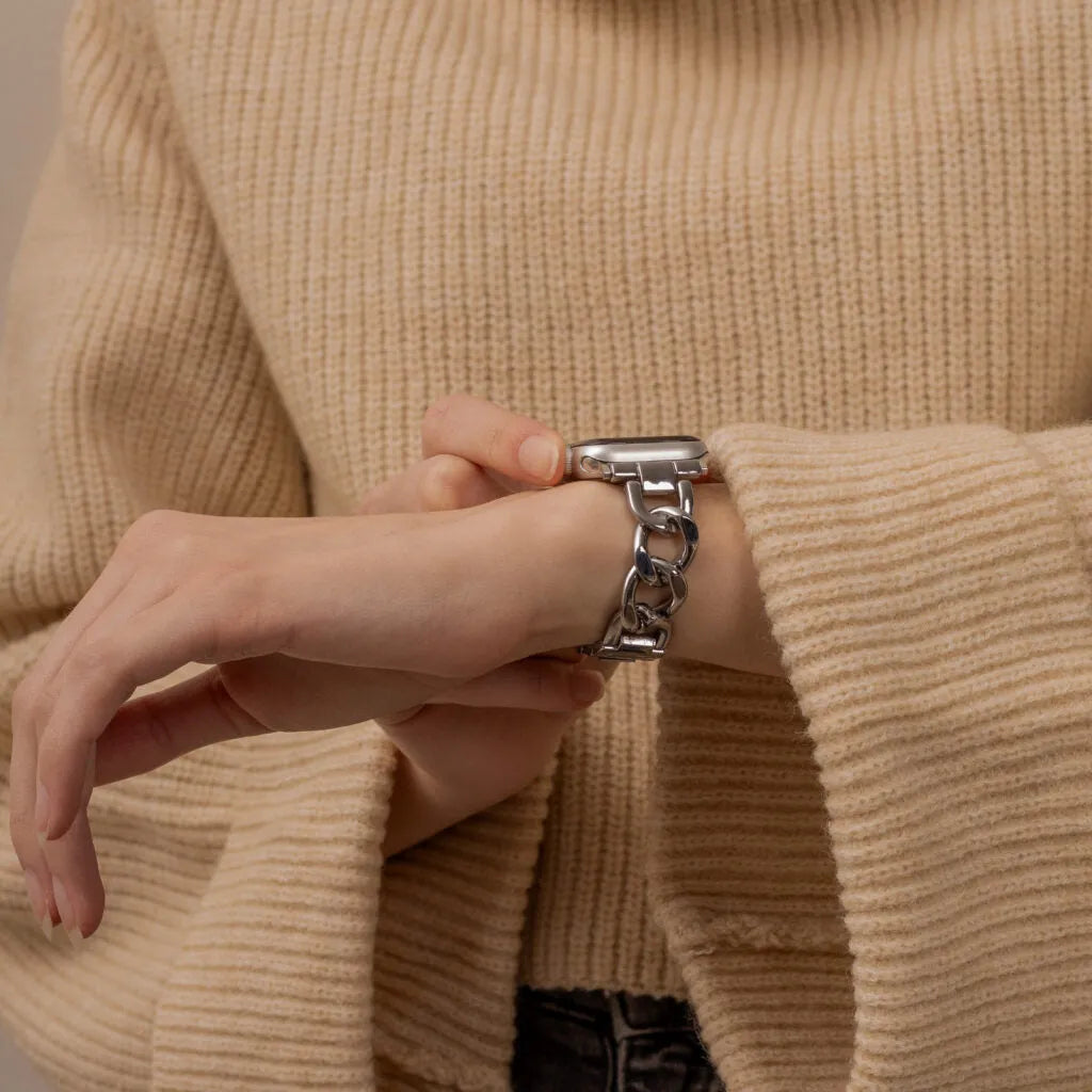 Bracelet acier chaîne Apple Watch (argent)