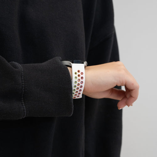 Silicone Sport Strap 'Deluxe', white/colourful, lifestyle photo