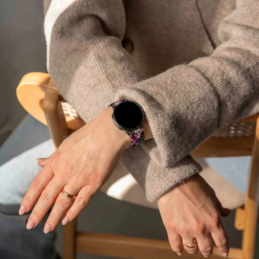 Bandz Bracelet silicone 'Fleur rose' Garmin Vivoactive 6