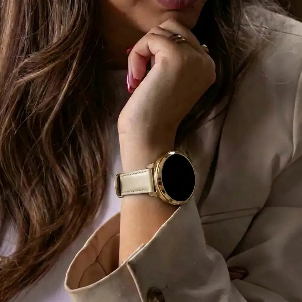Bandz Bracelet cuir 'Deluxe' Garmin Venu 2s (beige)