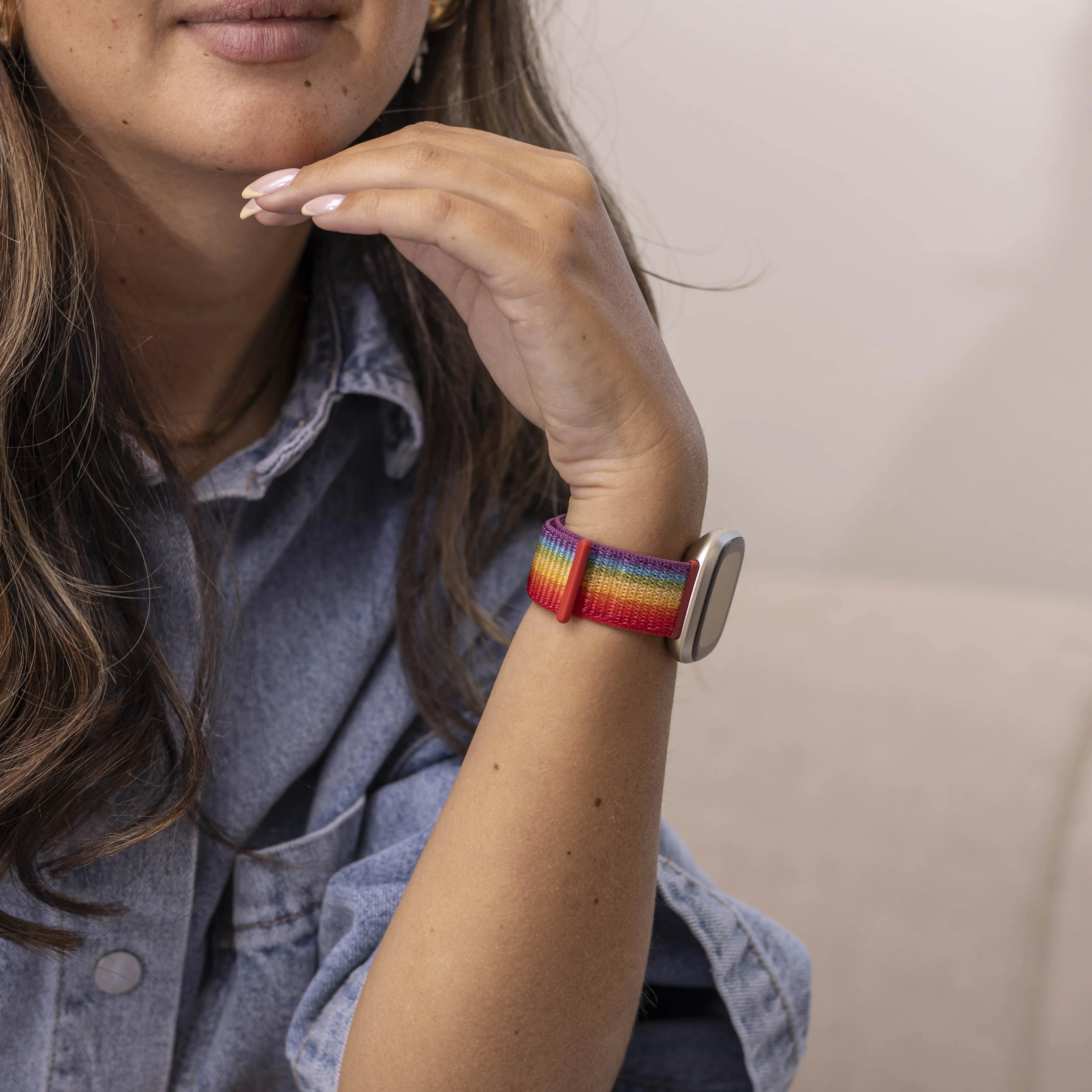 Bracelet nylon Fitbit Versa 3 (arc-en-ciel)