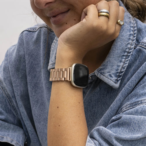 Bracelet acier inoxydable Fitbit Sense (rose doré)