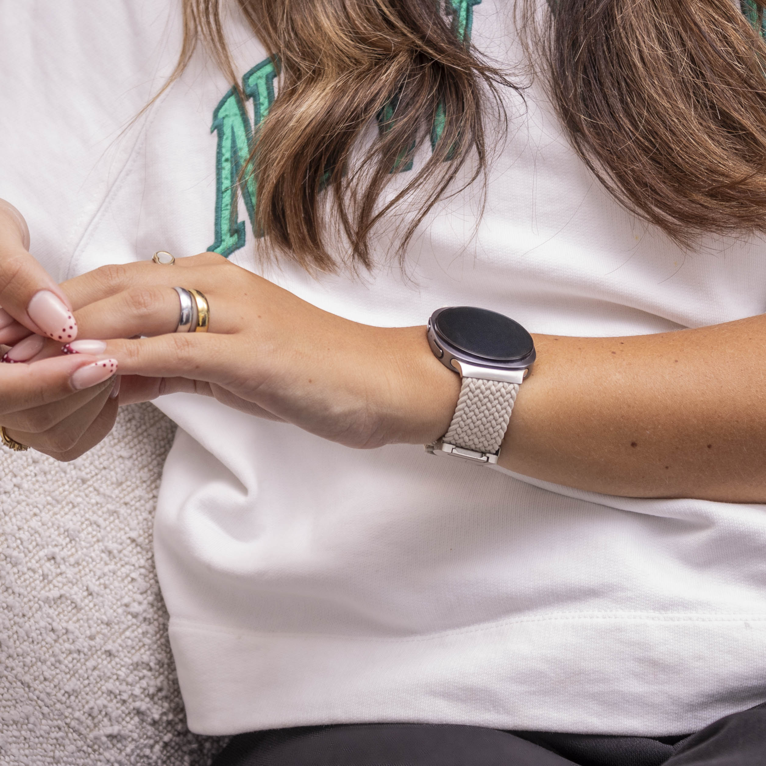 Bracelet tissu avec boucle Samsung Galaxy Watch 8 Classic (lumière stellaire)