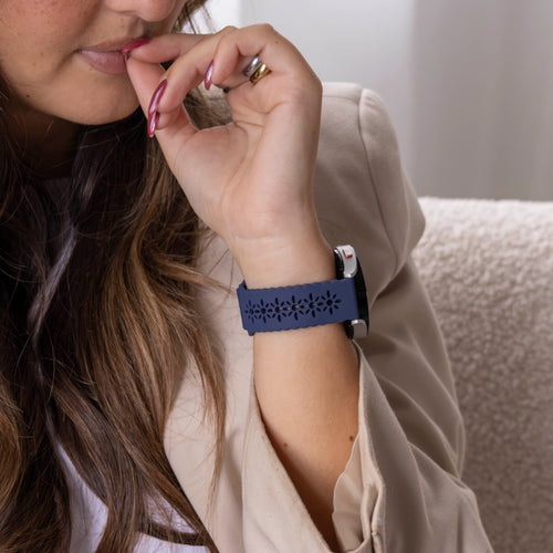 Patterned Silicone Strap, dark blue, lifestyle photo