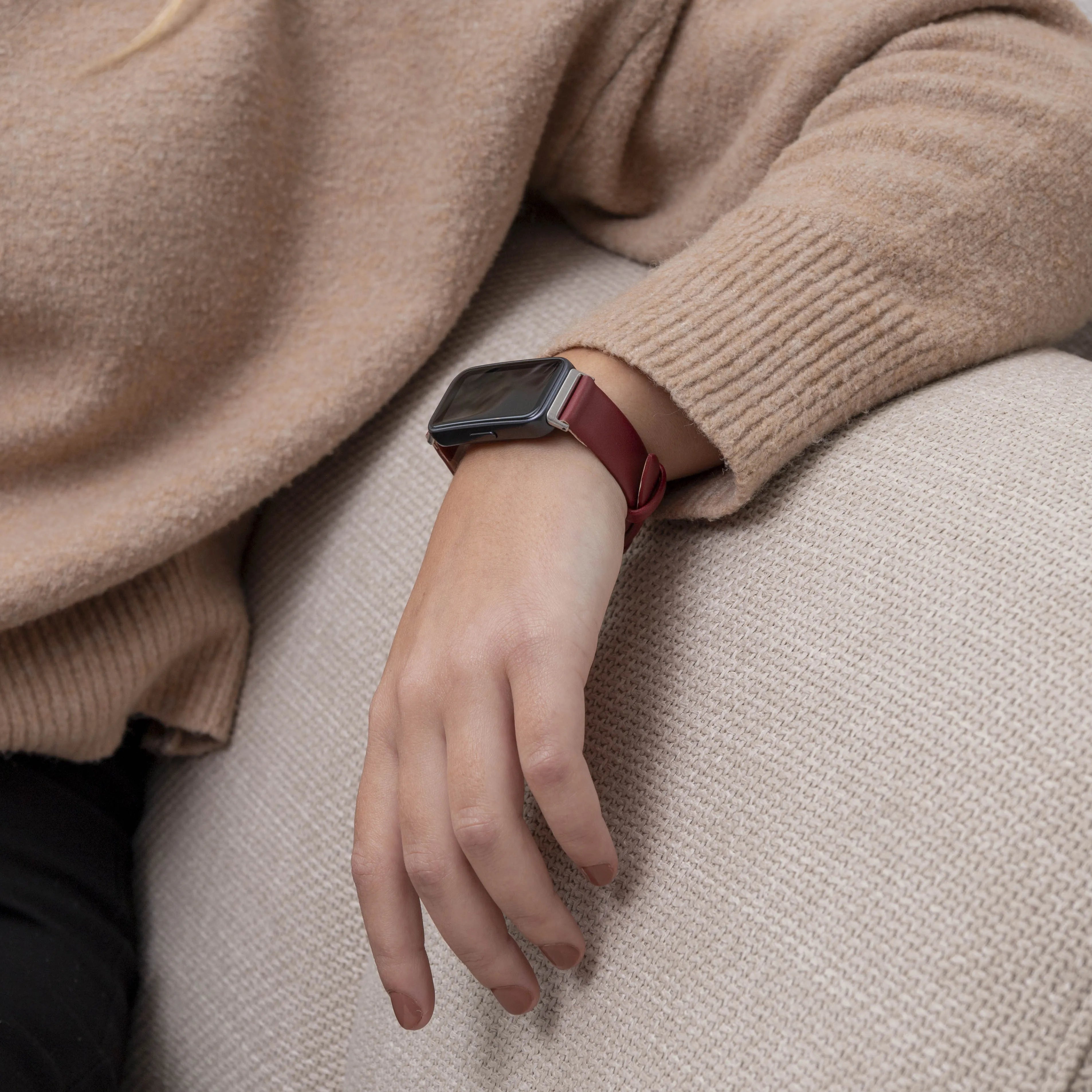 Leather Strap, wine red, lifestyle photo