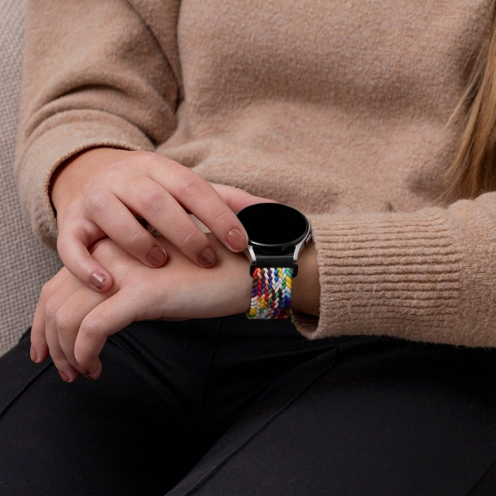 Bracelet tressé Garmin Vivoactive 4s avec P-boucle (arc-en-ciel)