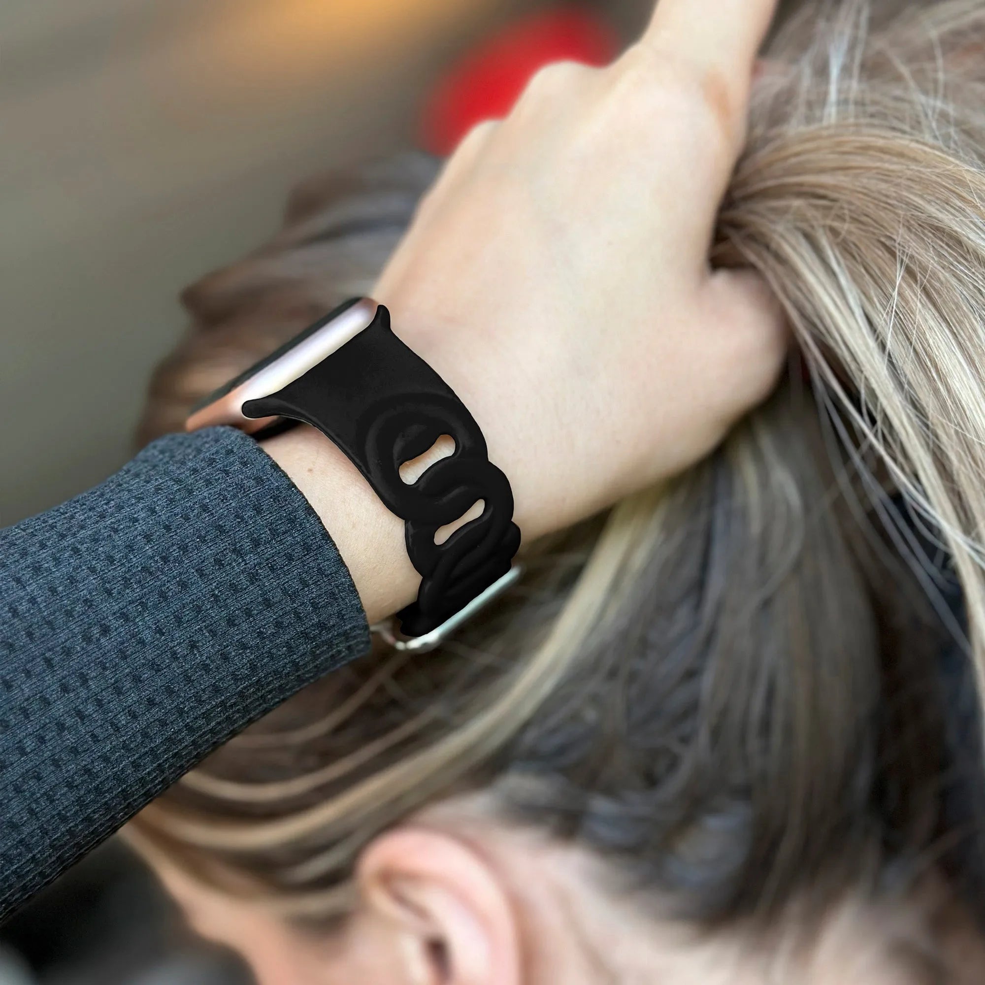 Bracelet silicone chaîne Apple Watch (noir)