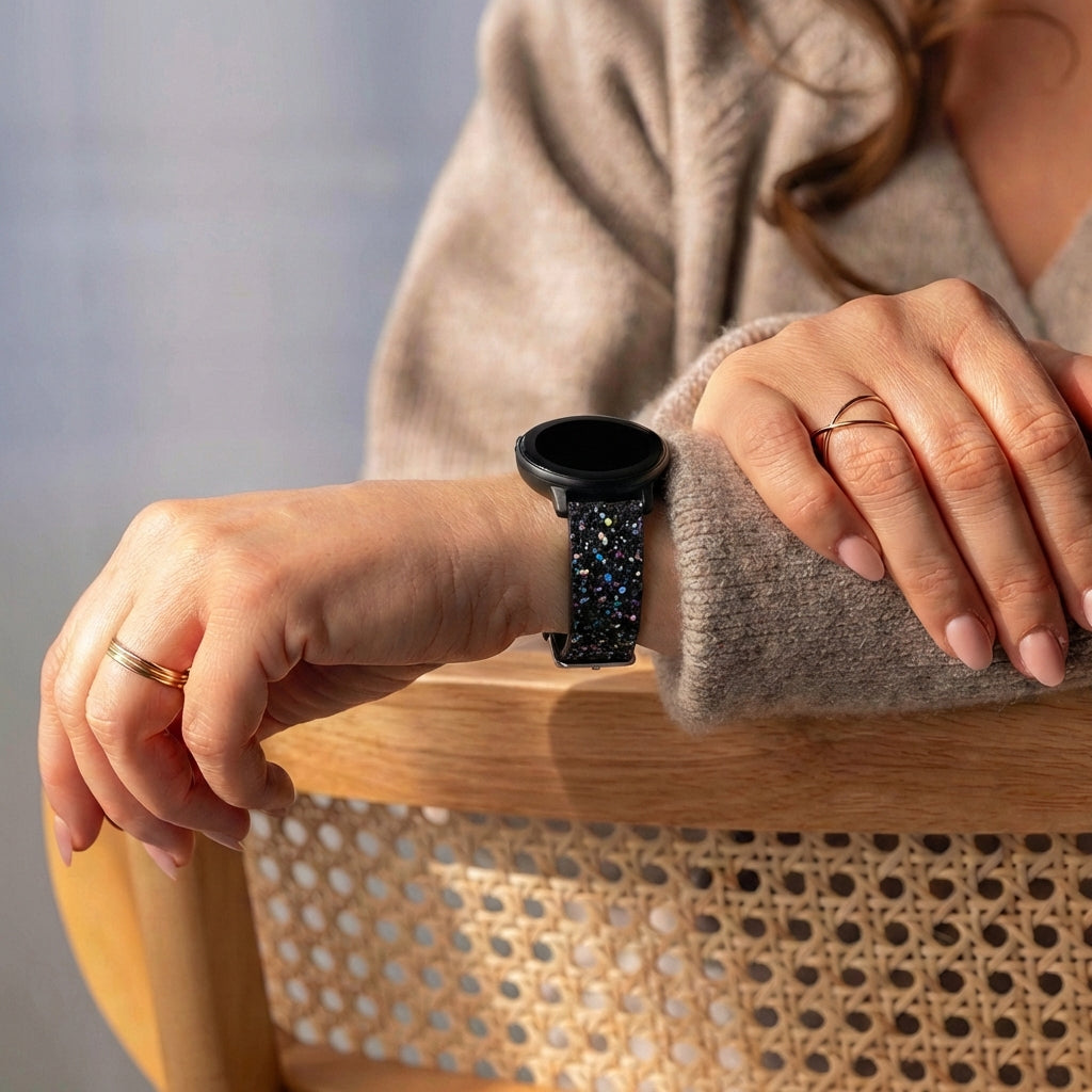 Bracelet cuir á paillettes Samsung Galaxy Watch 7 - 40mm (noir)