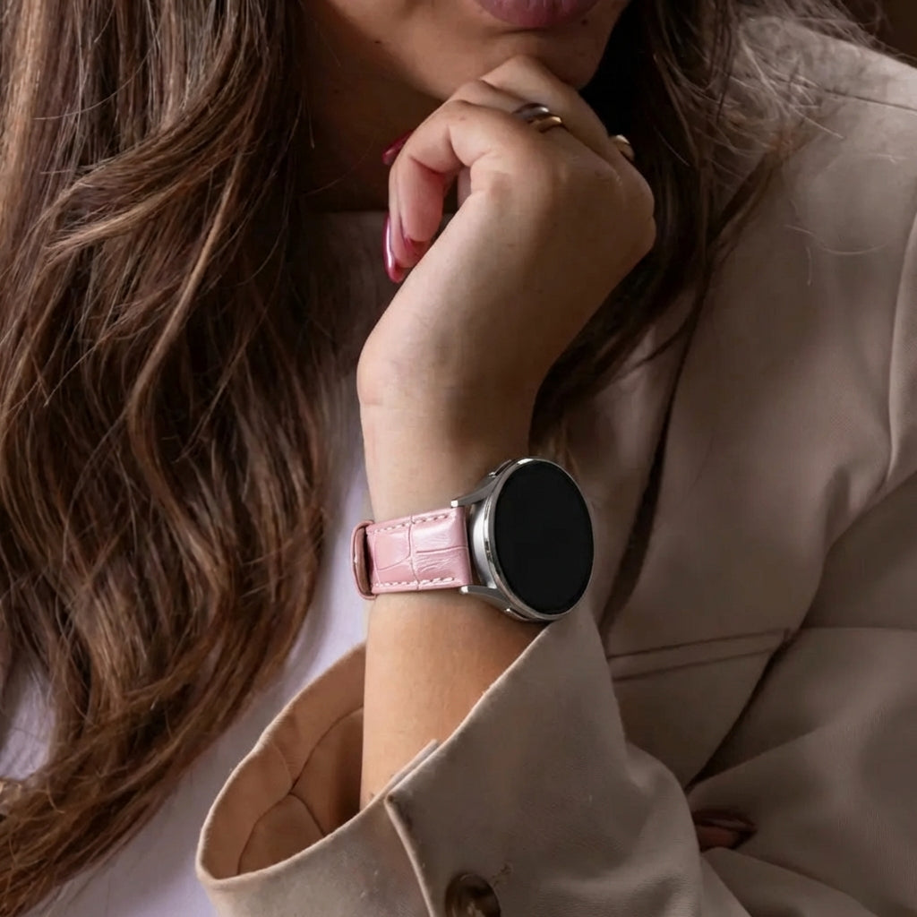 Bracelet cuir motif croco Samsung Galaxy Watch 7 - 40mm (rose)