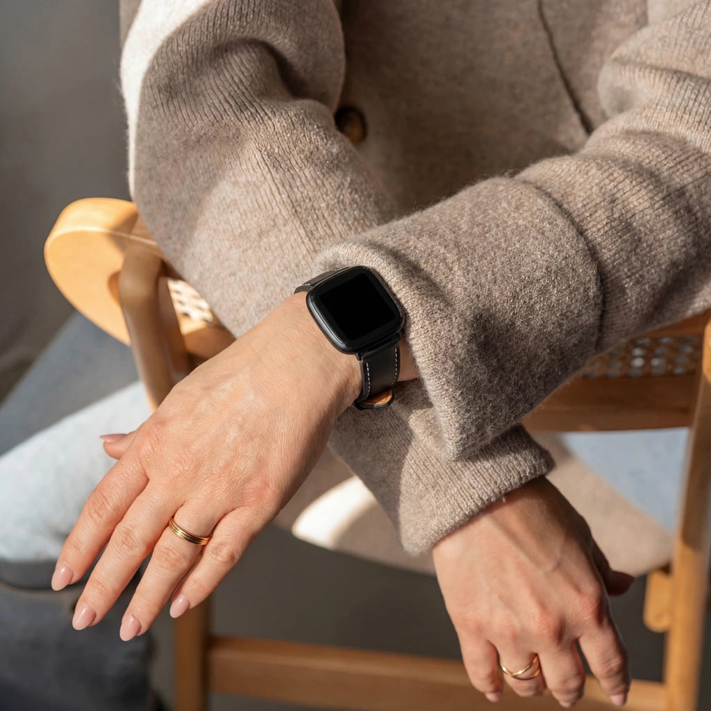 Bracelet cuir Fitbit Sense 2 (noir)