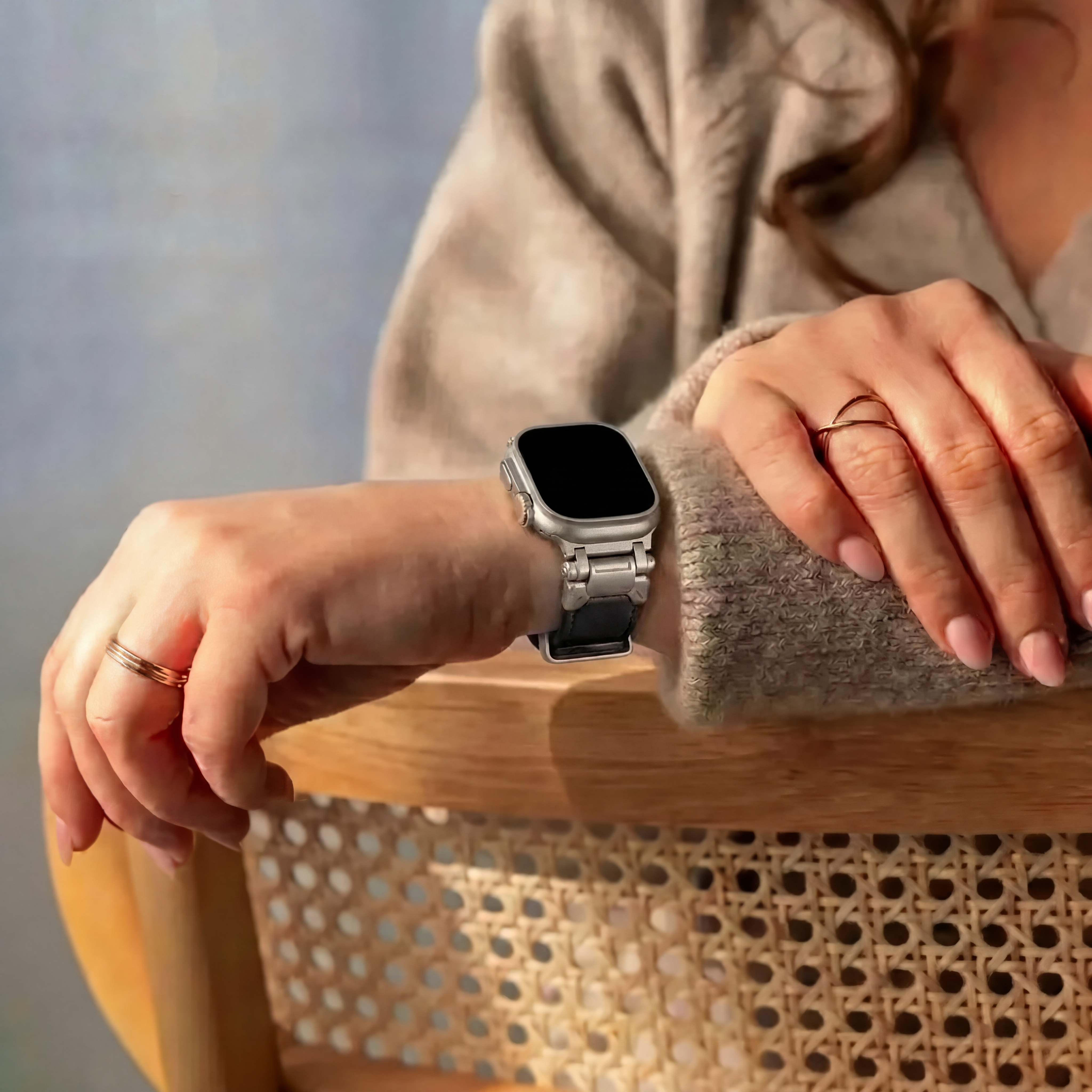 Bandz Bracelet cuir 'Explorer' Apple Watch Ultra (noir)