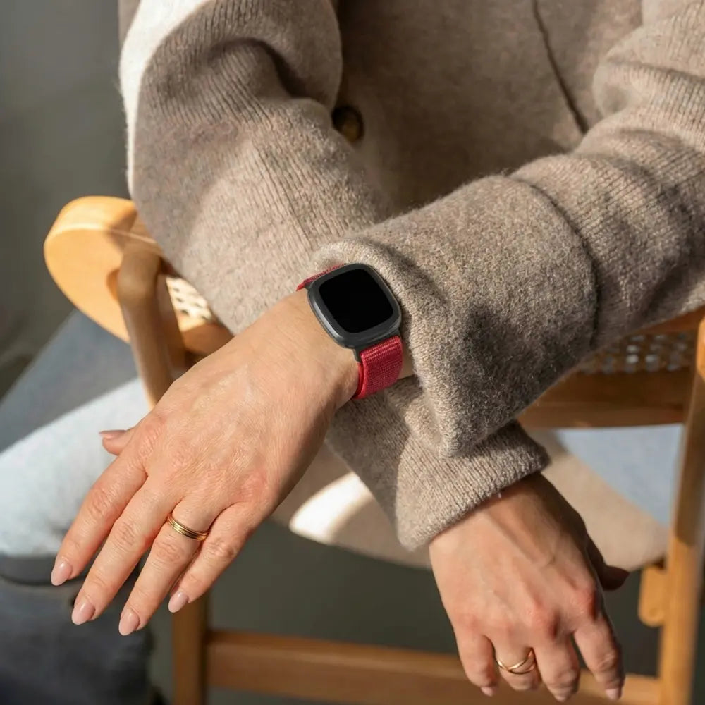 Fitbit Versa 4 Nylon Strap (Red)
