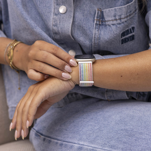Bracelet nylon Fitbit Sense (arc-en-ciel pastel)