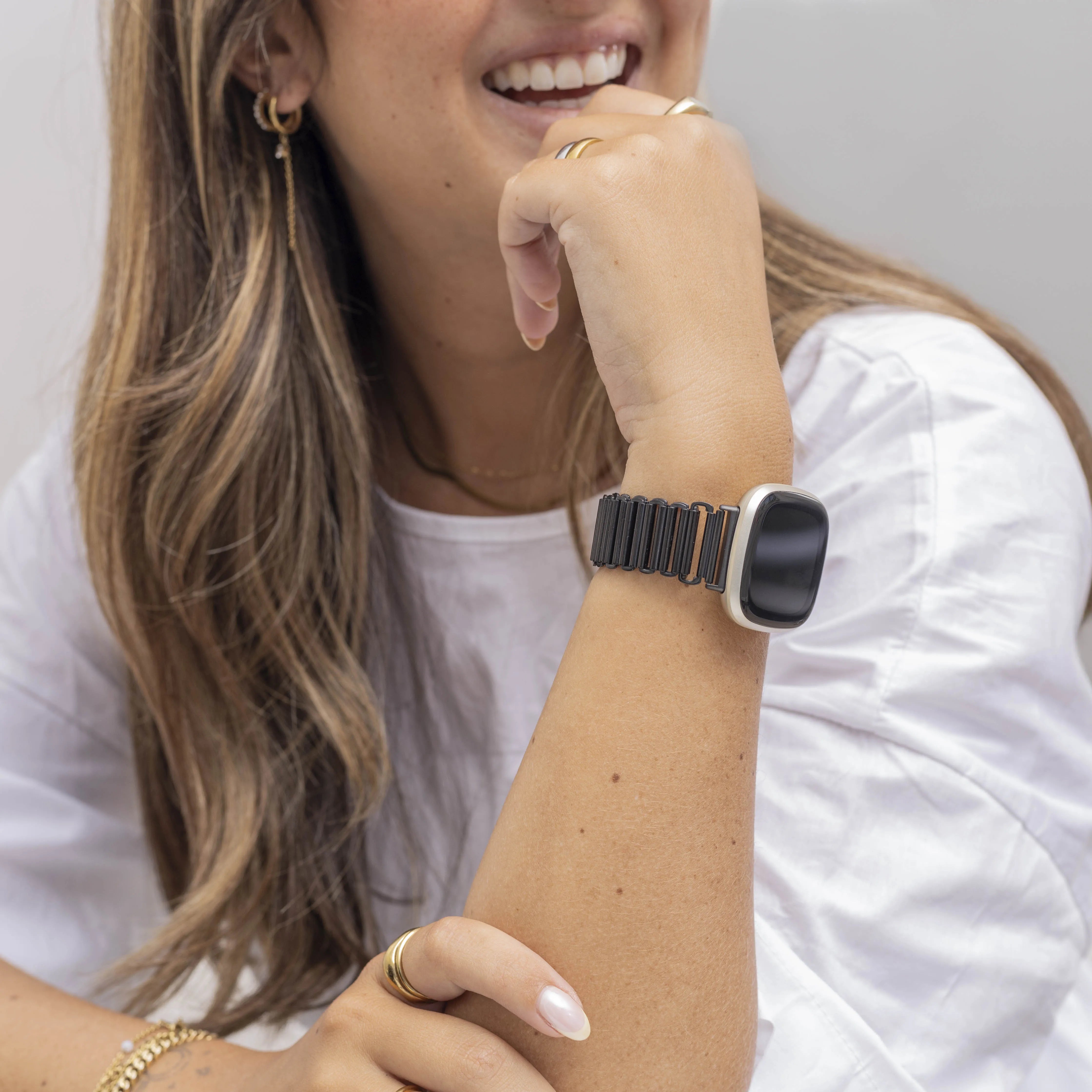 Bracelet acier boucle Fitbit Sense 2 (noir)
