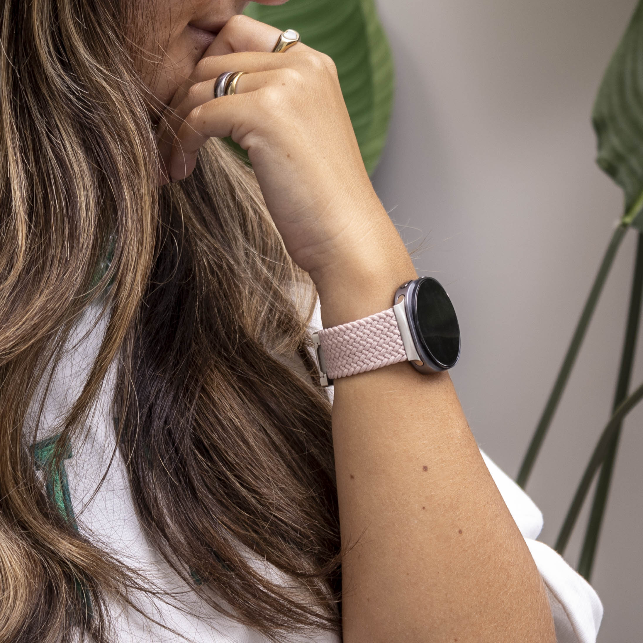 Bracelet tissu avec boucle Samsung Galaxy Watch 8 - 44mm (rose)