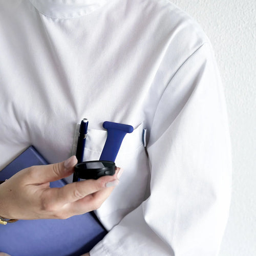 Silicone Nurse Fob, dark blue, lifestyle photo
