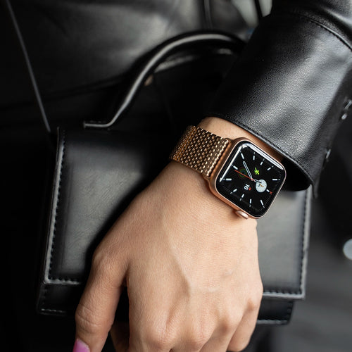 Bracelet maille d'acier Apple Watch (or rose)