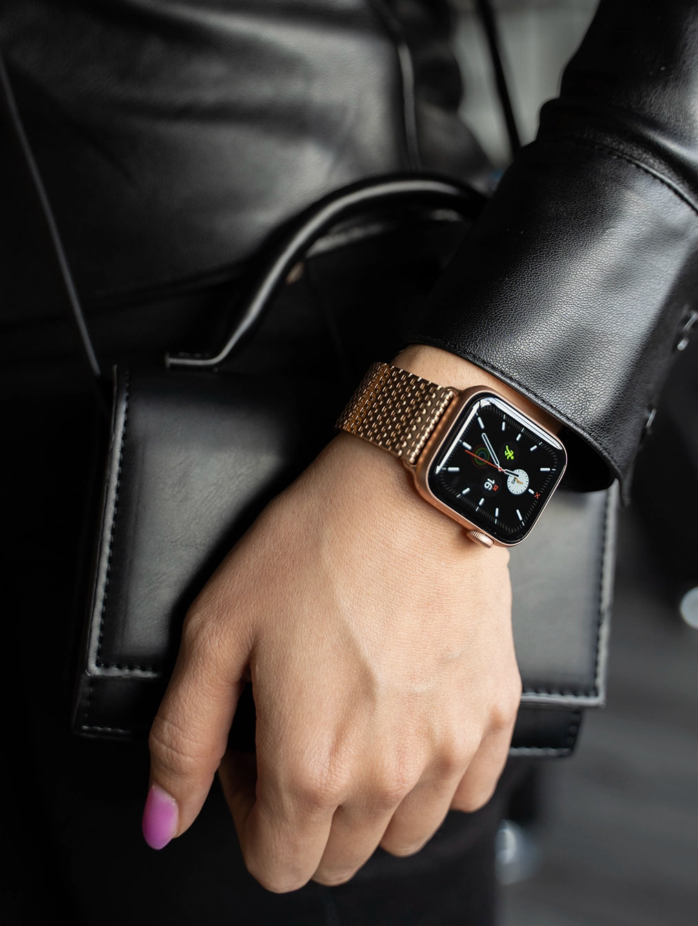 Bracelet maille d'acier Apple Watch (or rose)
