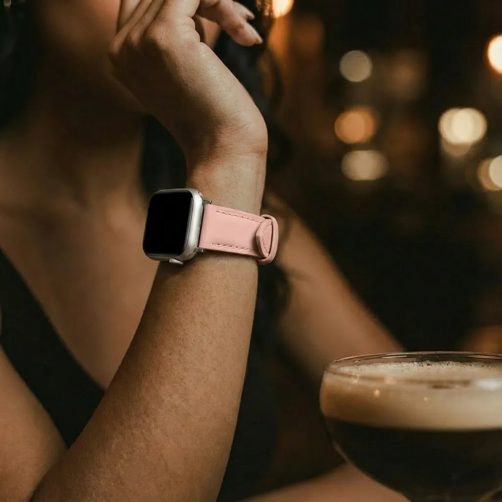 Bracelet cuir 'Slimfit' Apple Watch (rose)