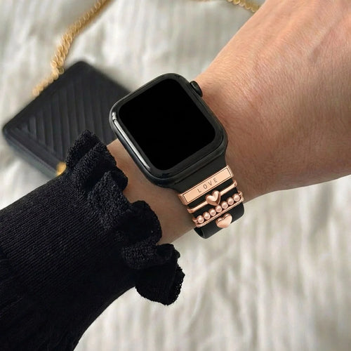 Bracelet smartwatch avec charms - Coeurs (or rose)