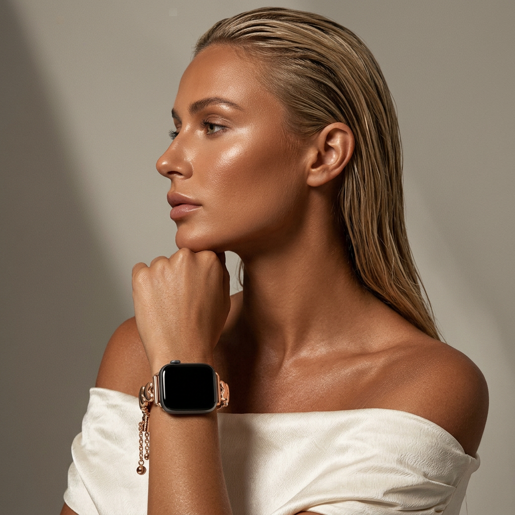 xoxo Wildhearts Bracelet acier 'hearts' Apple Watch (or rose)