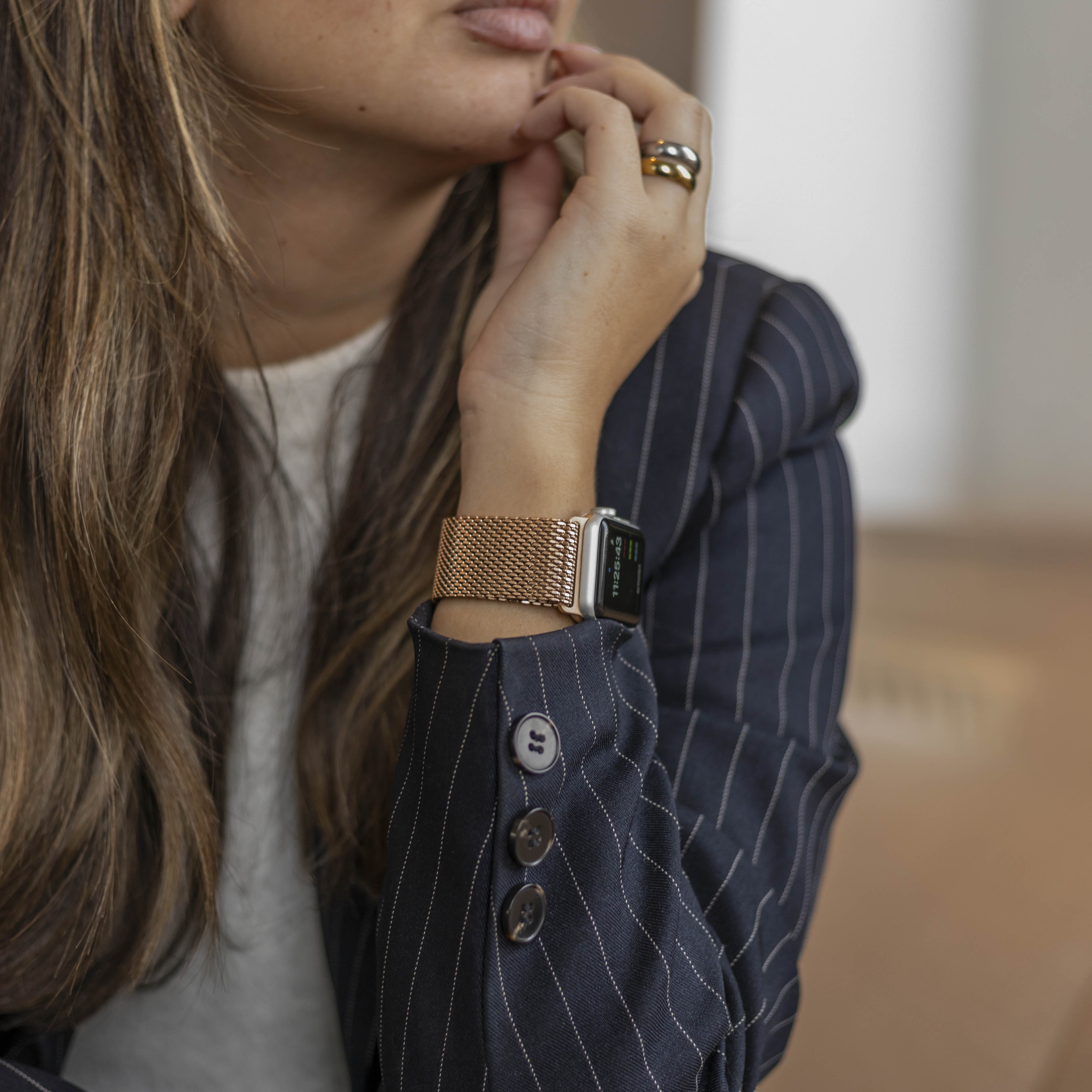 Bandz Bracelet milanais boucle en P Apple Watch Ultra (or rose)