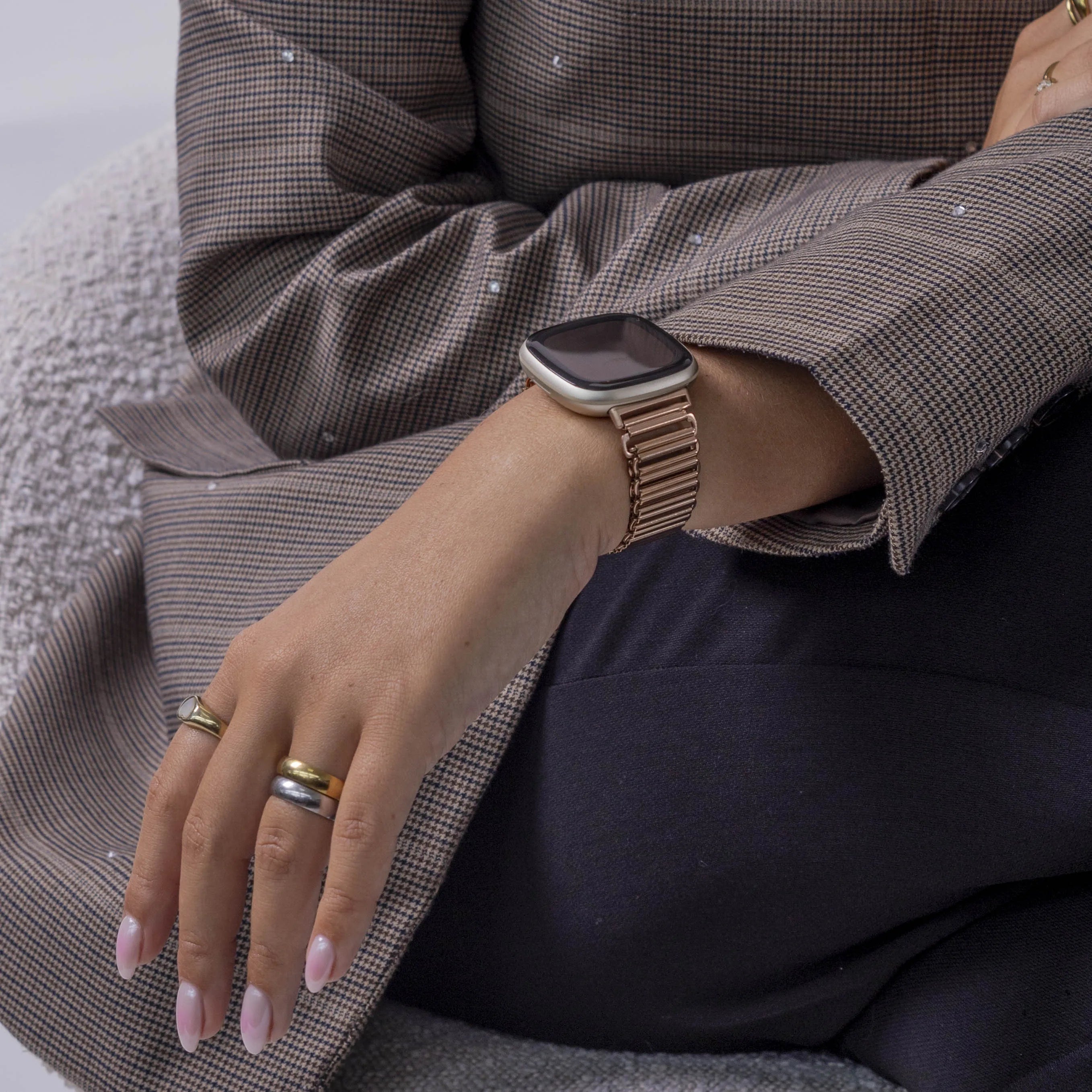 Bracelet acier loop Fitbit Sense (or rose)