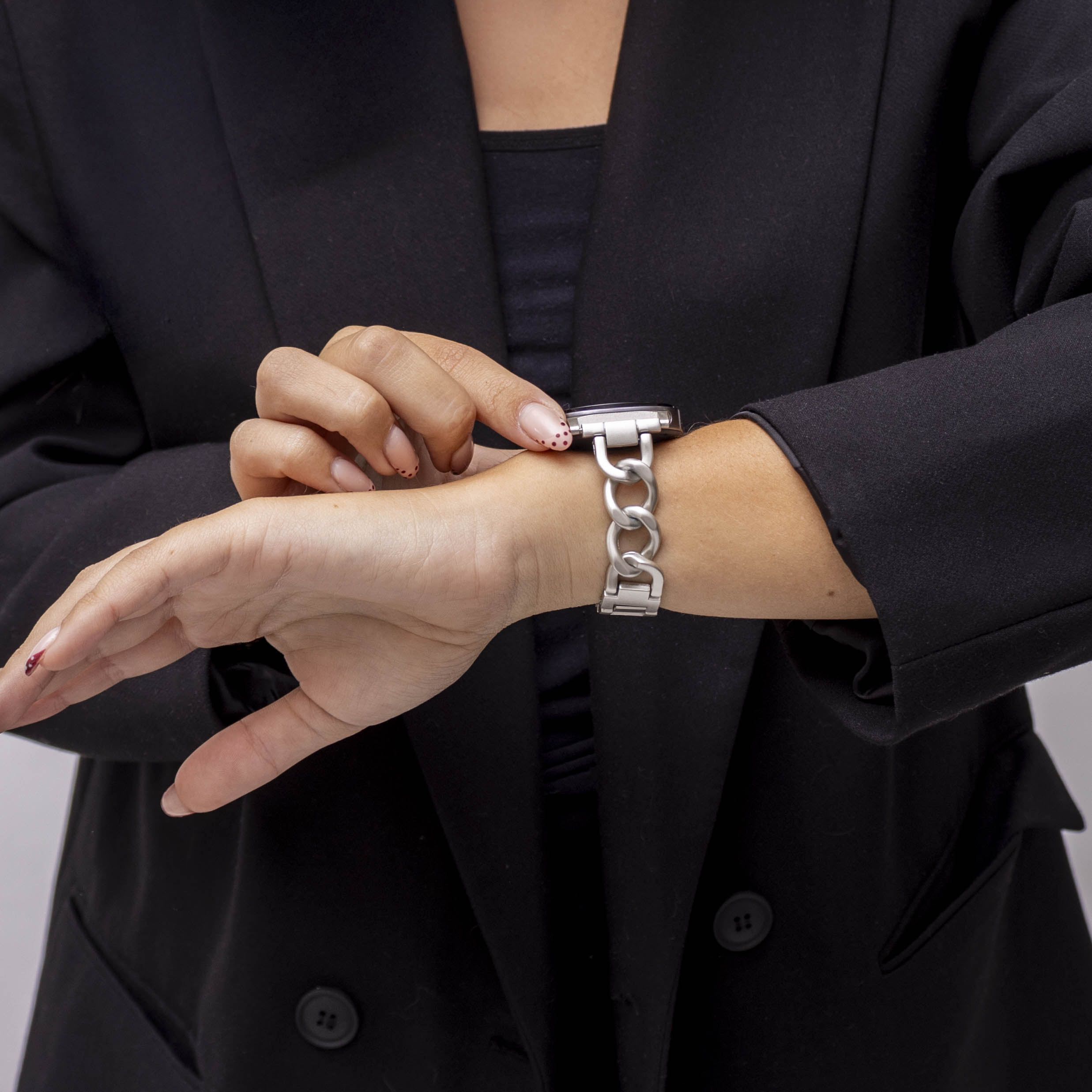 Bracelet acier chaîne Samsung Galaxy Watch 8 Classic (lumière stellaire)