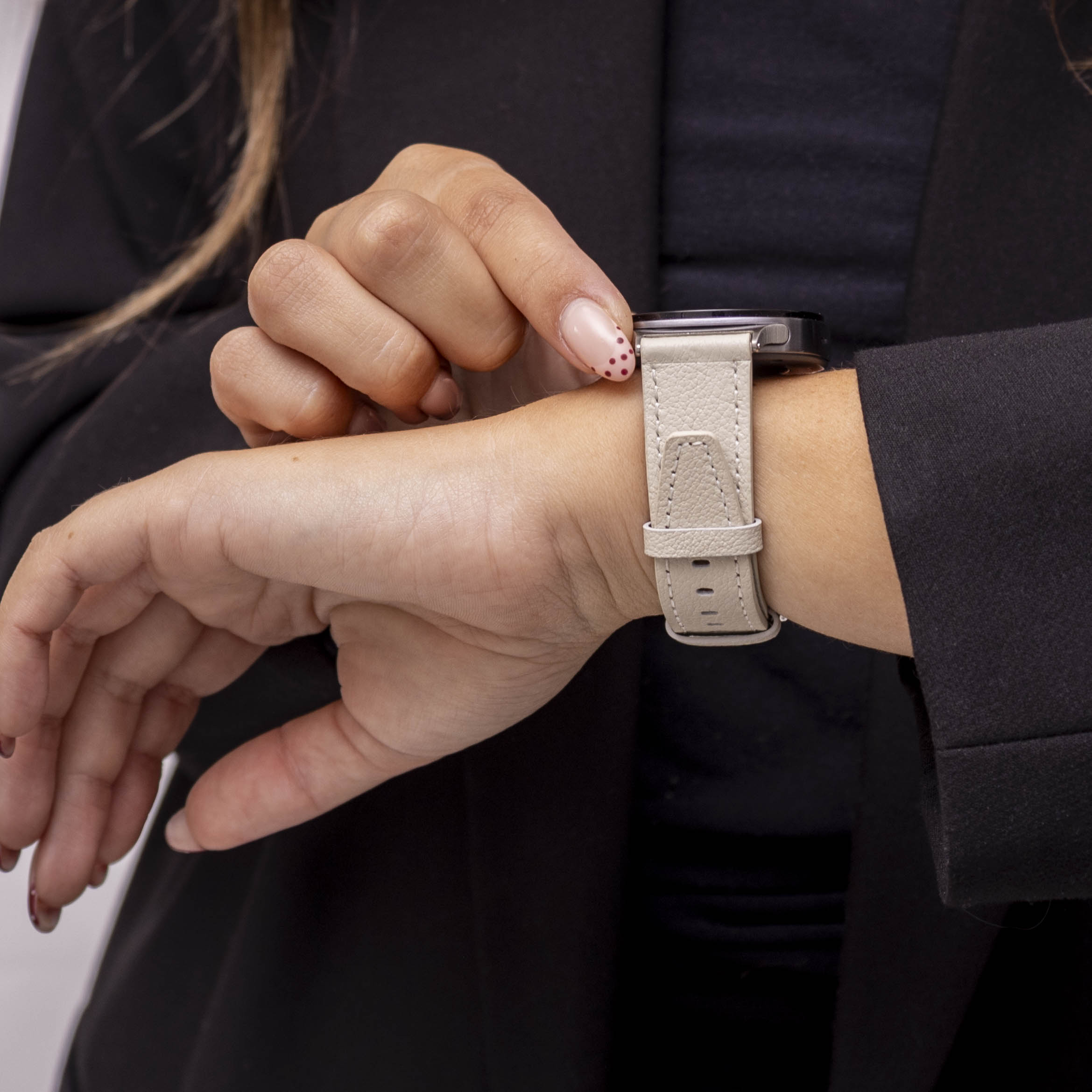 Bandz Bracelet cuir 'Deluxe' Samsung Galaxy Watch 8 - 40mm (beige clair)
