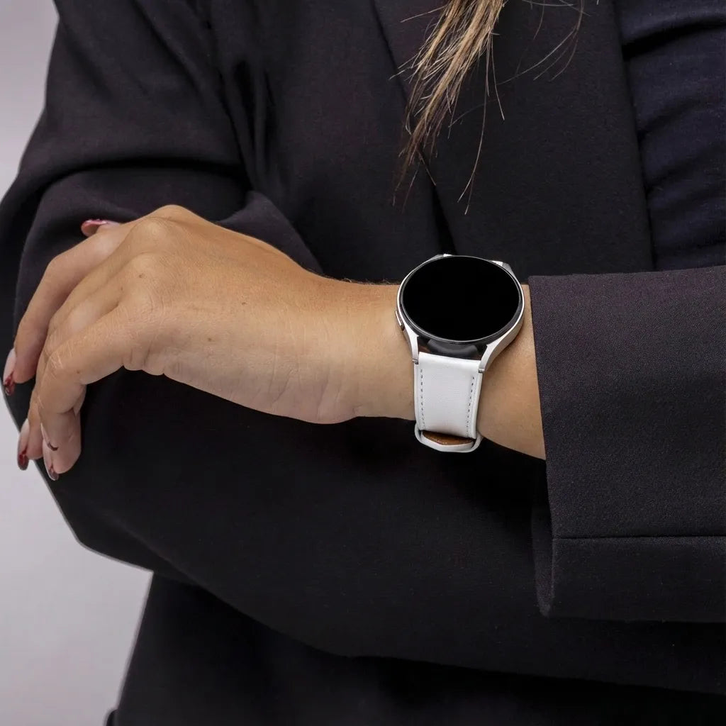 Samsung Galaxy Watch Active Leather Strap (White)